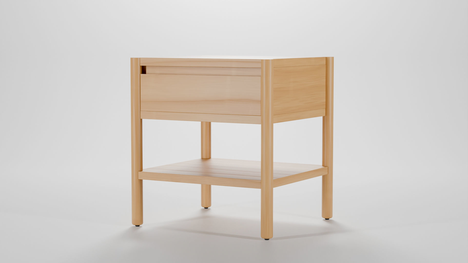 Monarch One Drawer Nightstand Low-poly 3D model_6