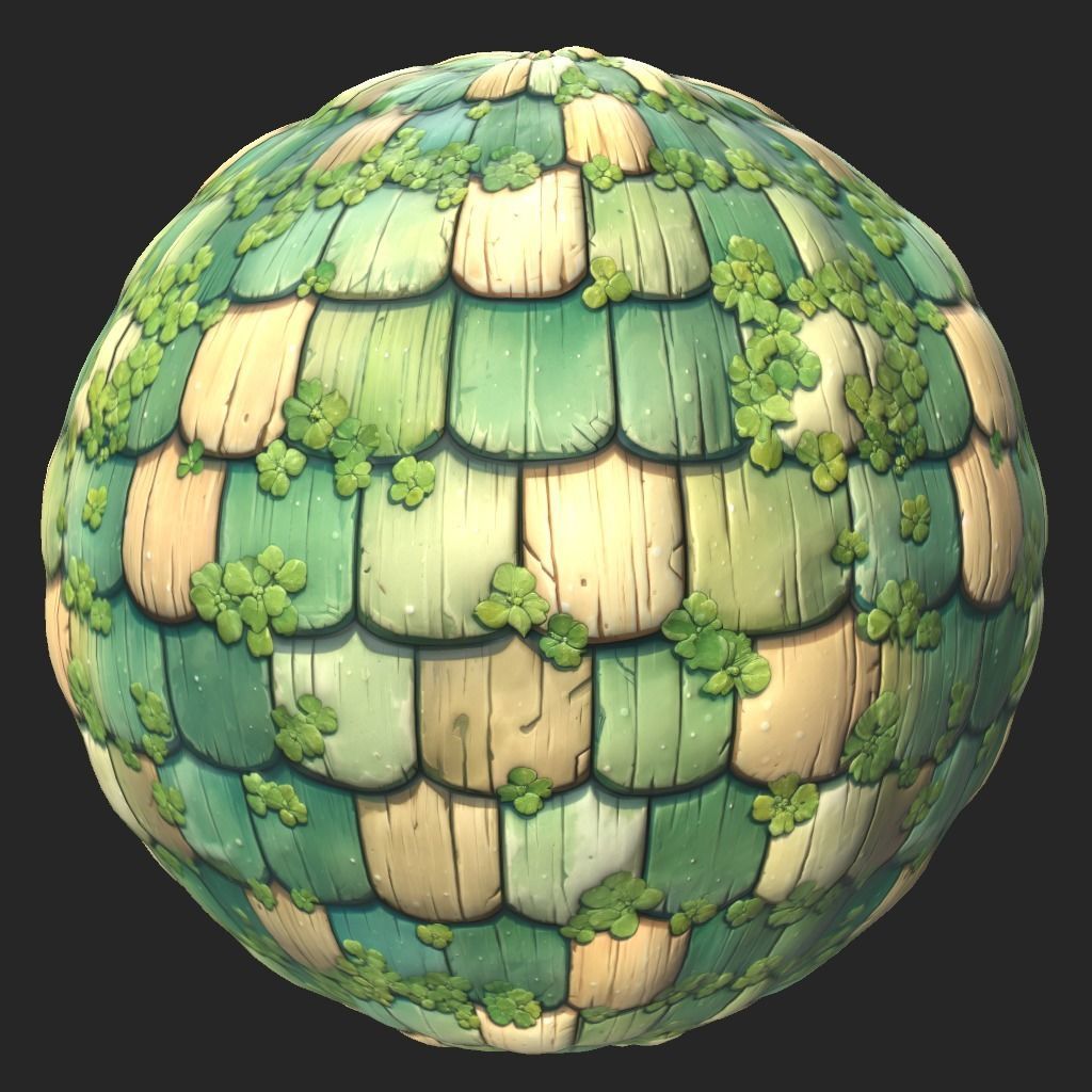 2d Hand Painted Green Wooden Roof 3 Texture_2