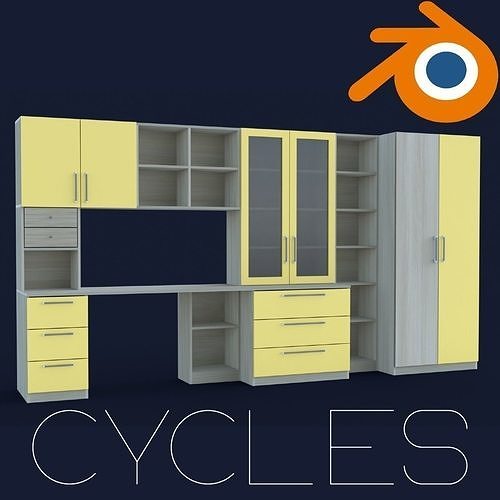 Kids Room Furniture Low-poly 3D model