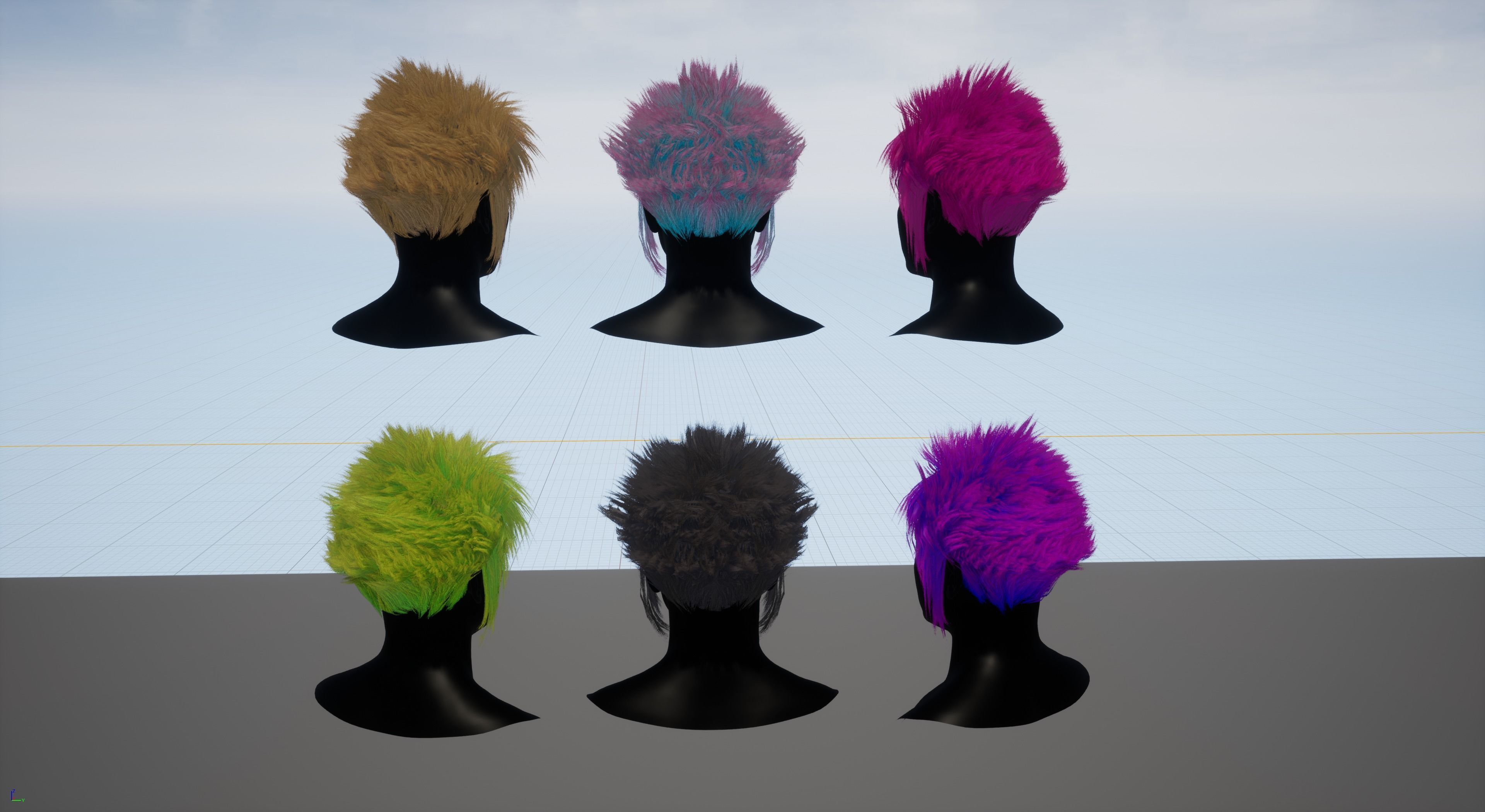 Real time punk hairstyle Low-poly 3D model_1