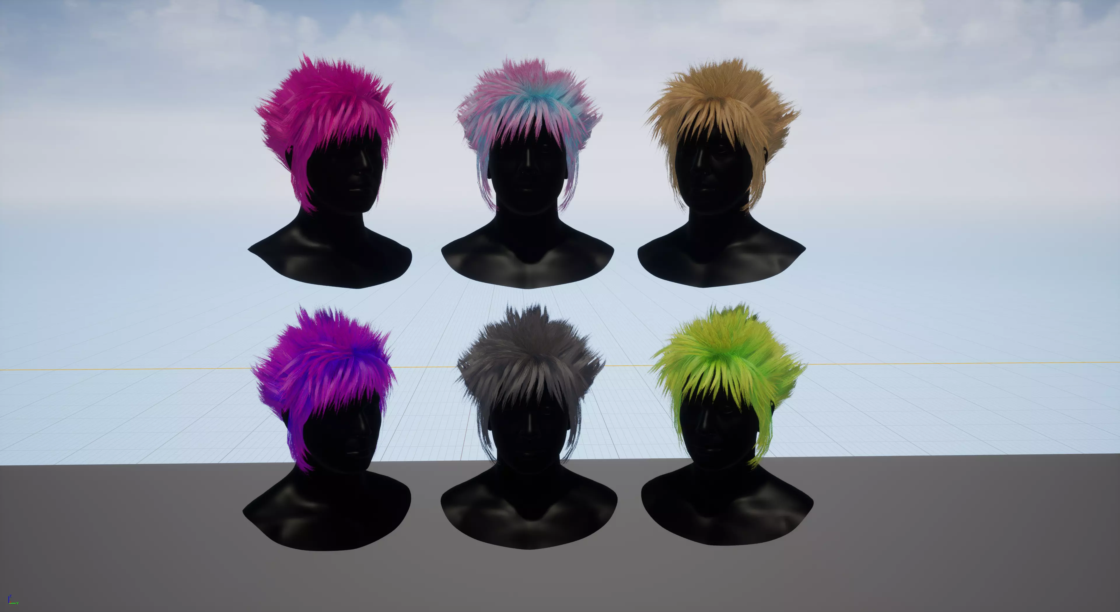 Real time punk hairstyle Low-poly 3D model_0