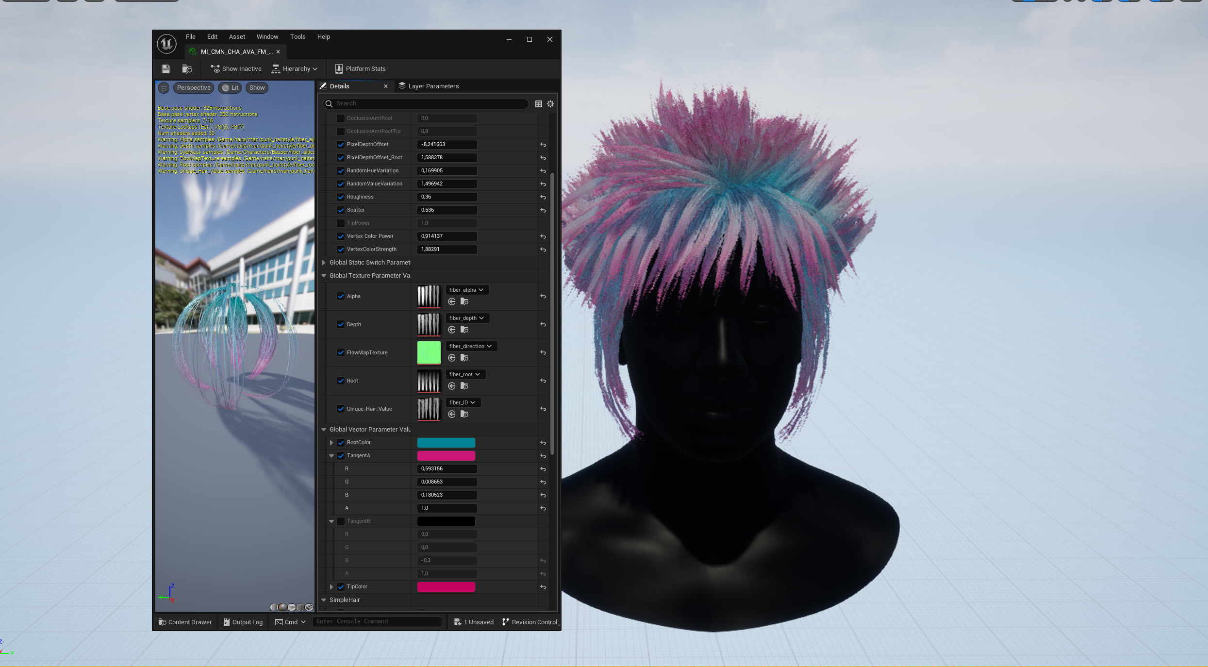 Real time punk hairstyle Low-poly 3D model_9