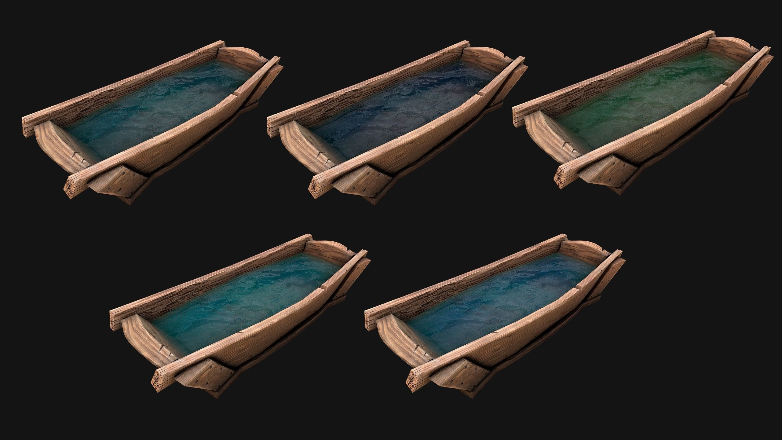 Trough With Water and food Farm Feed Slop Low-poly 3D model_19