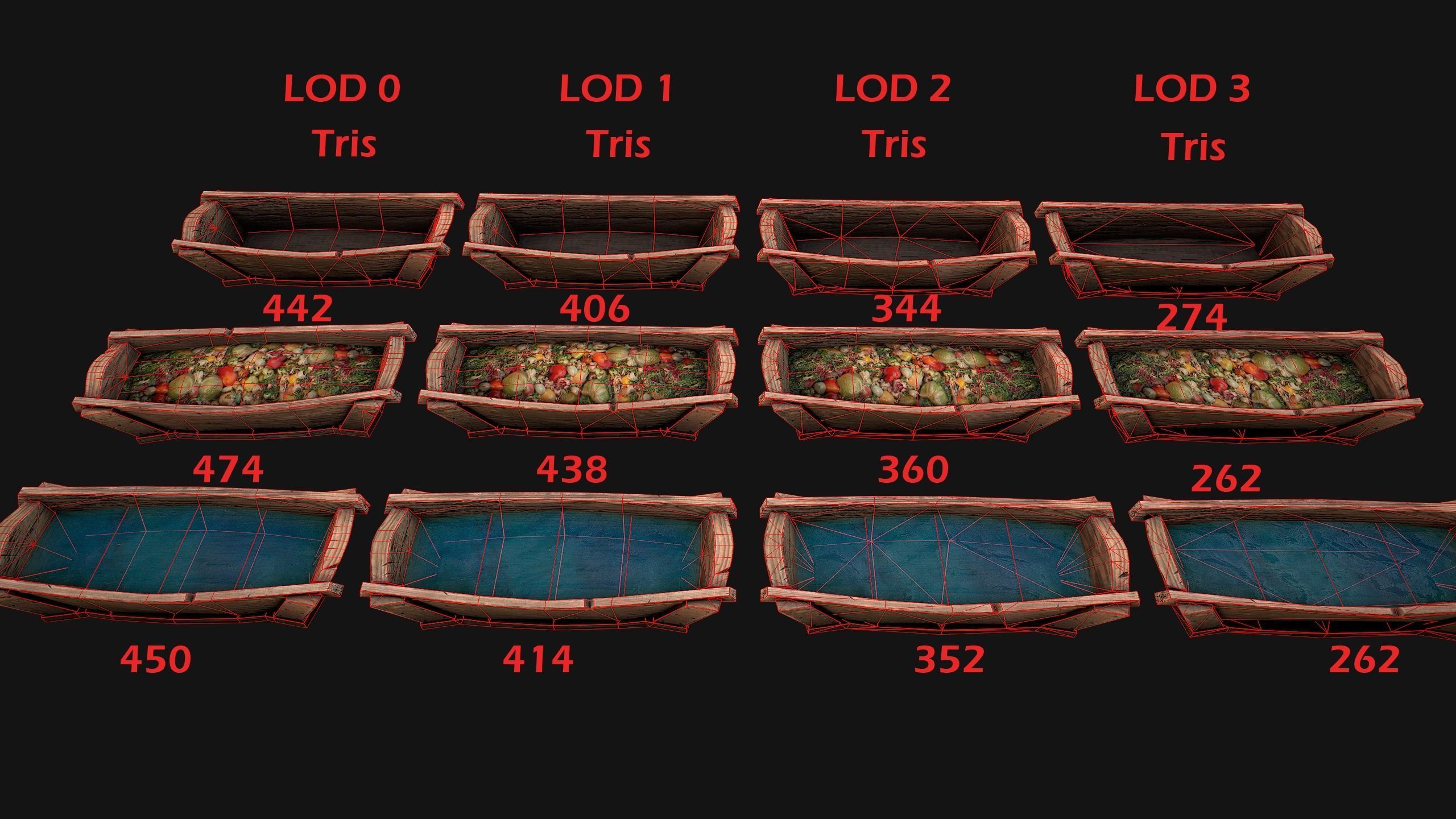 Trough With Water and food Farm Feed Slop Low-poly 3D model_5