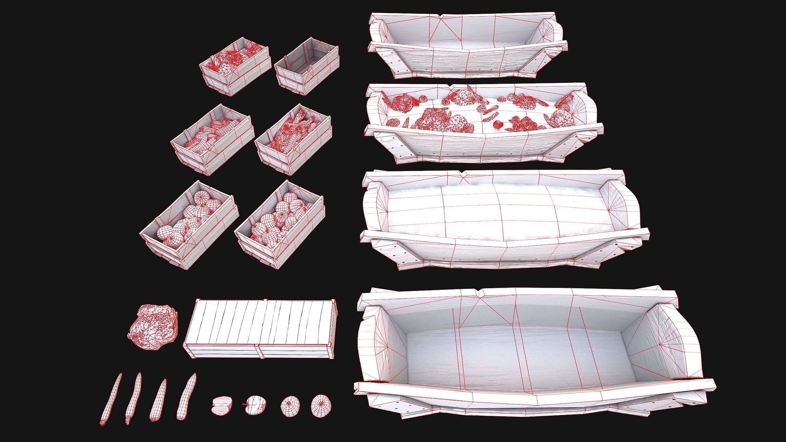 Trough With Water and food Farm Feed Slop Low-poly 3D model_30