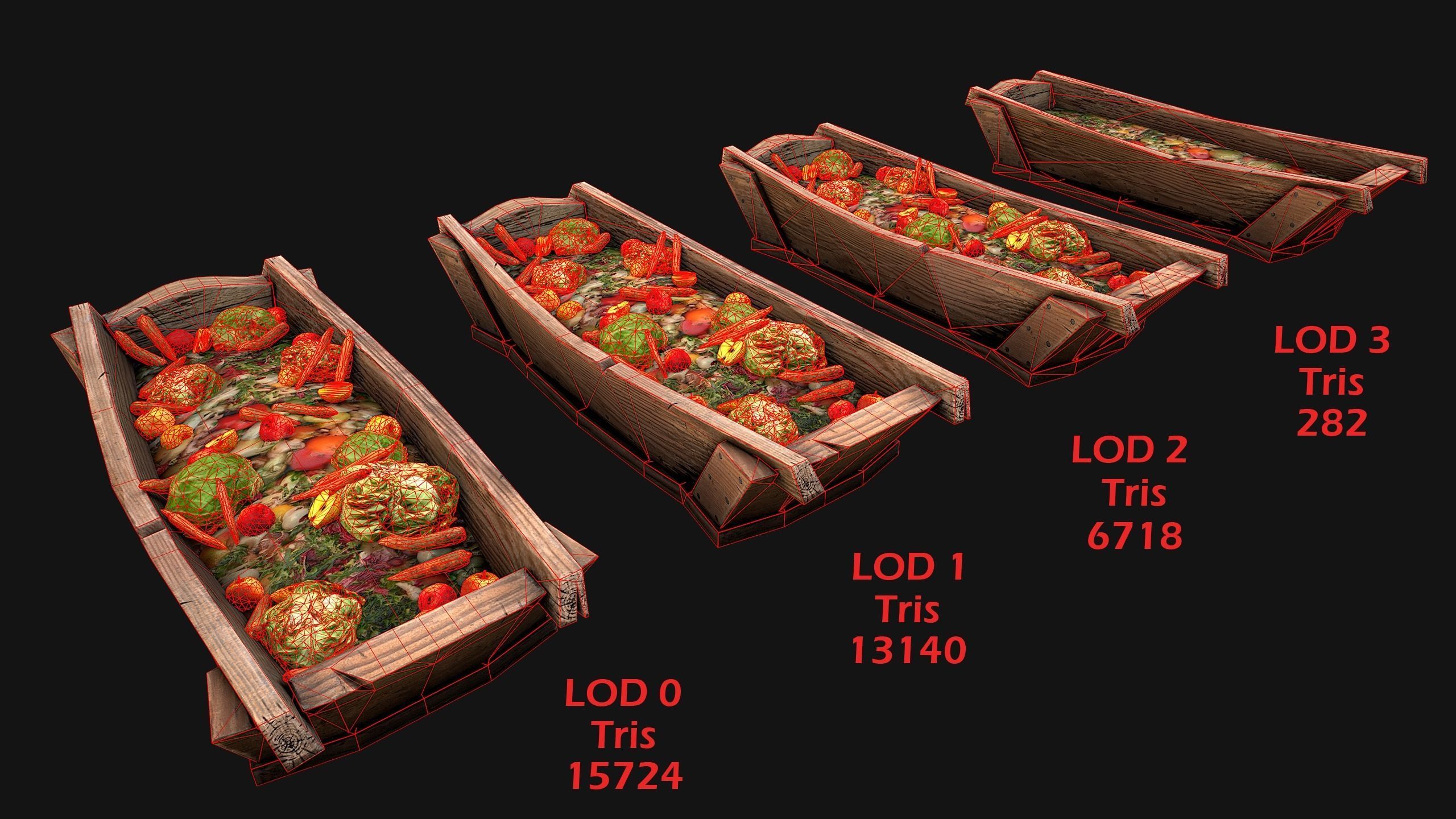 Trough With Water and food Farm Feed Slop Low-poly 3D model_4
