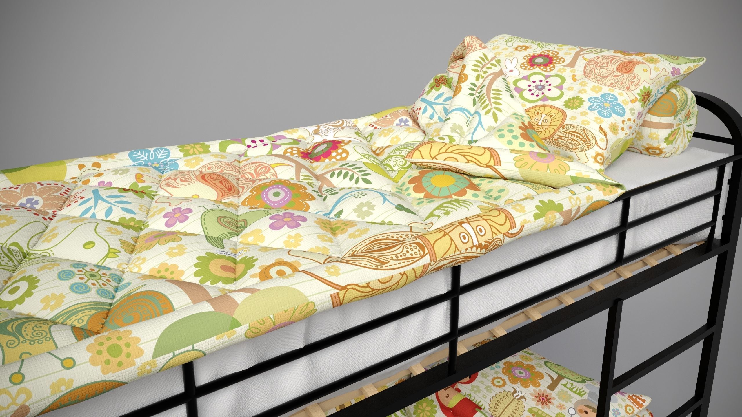 Childrens bunk bed 3D model_5