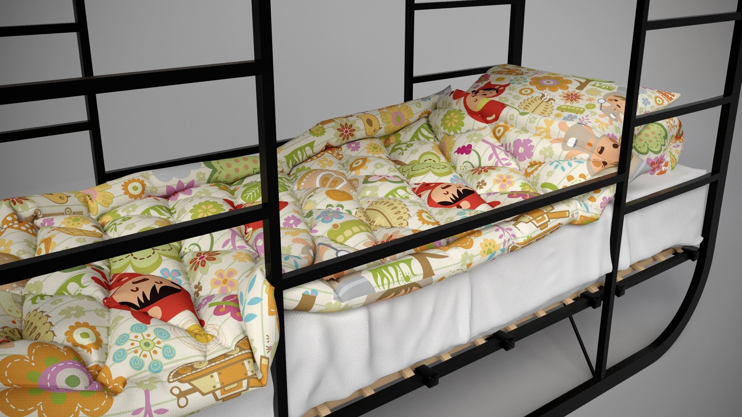 Childrens bunk bed 3D model_4