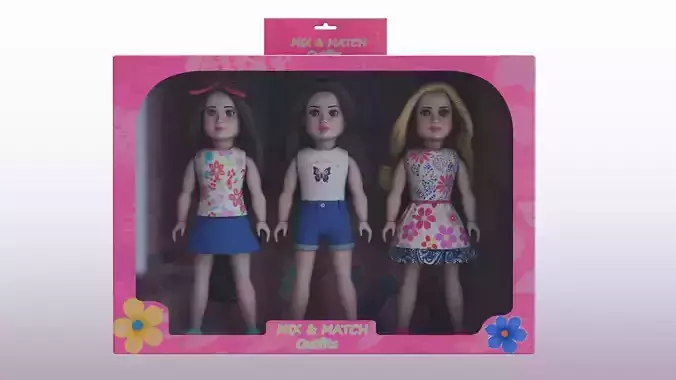 Dolls and their accessories Doll Clothes Set 2 Low-poly 3D model
