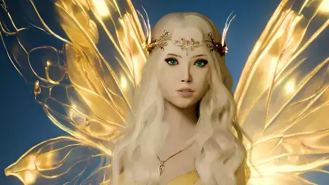 Beautiful flying fairy Low-poly 3D model