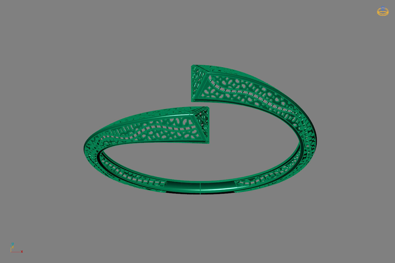 STL 3DM Plain Womens Bracelets Bangles Renders Women Bracelets 3D print model_3