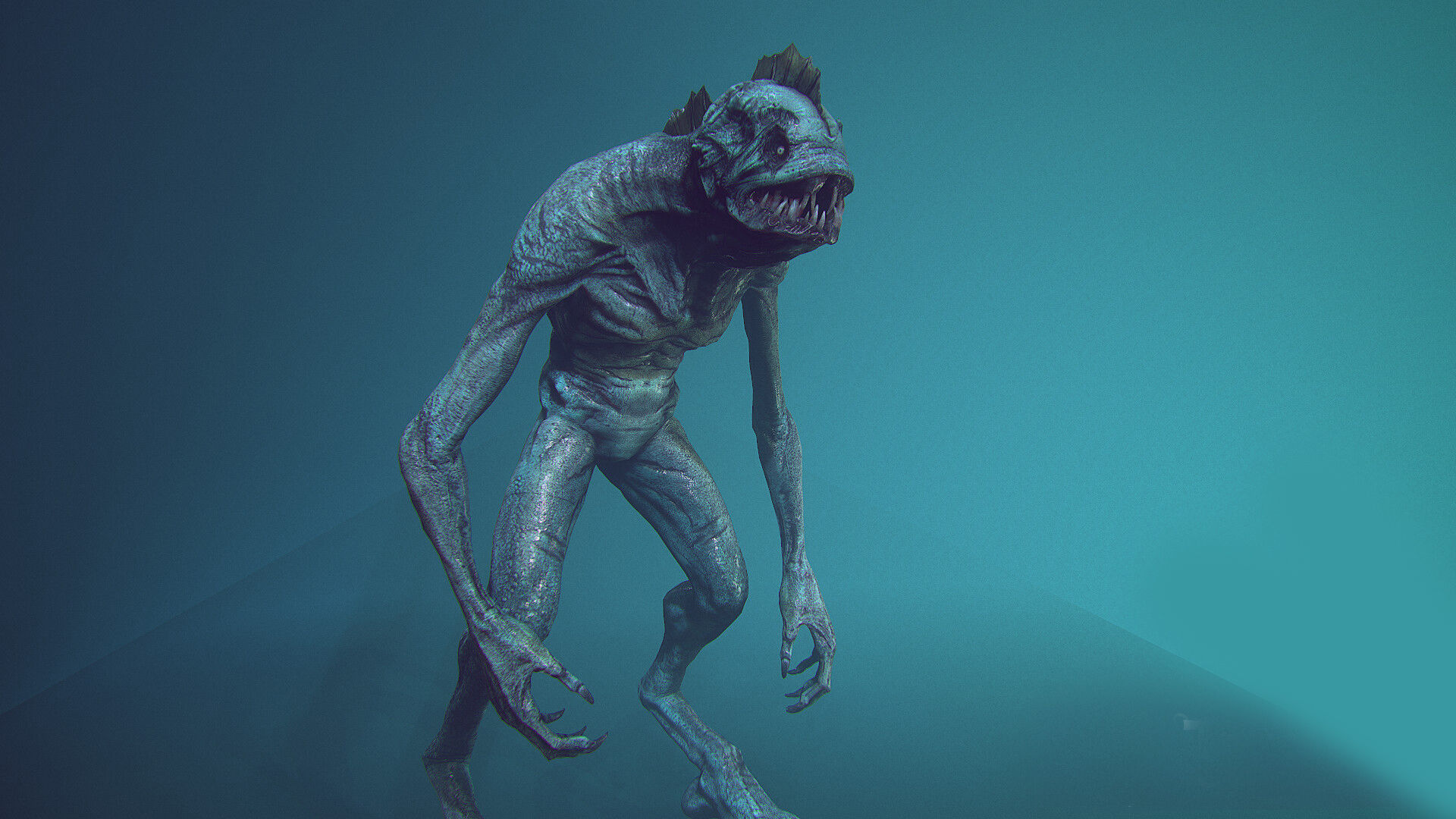 Deep one Low-poly 3D model_2