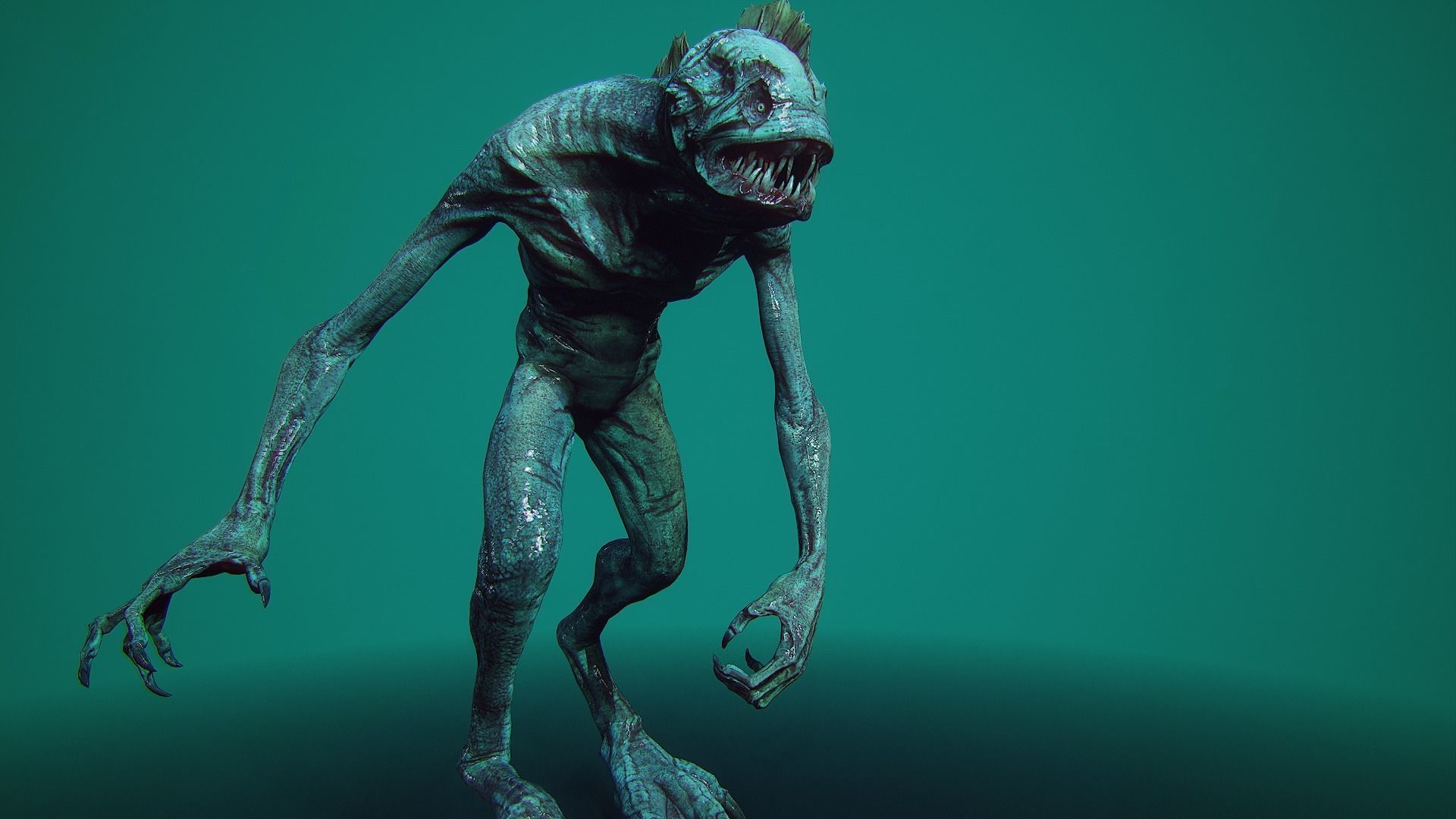 Deep one Low-poly 3D model_5