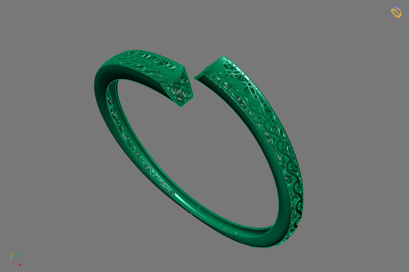 STL 3DM Plain Womens Bracelets Bangles Renders Women Bracelets 3D print model_2
