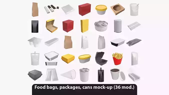 Food pouch bags packages and cans mock-up collection