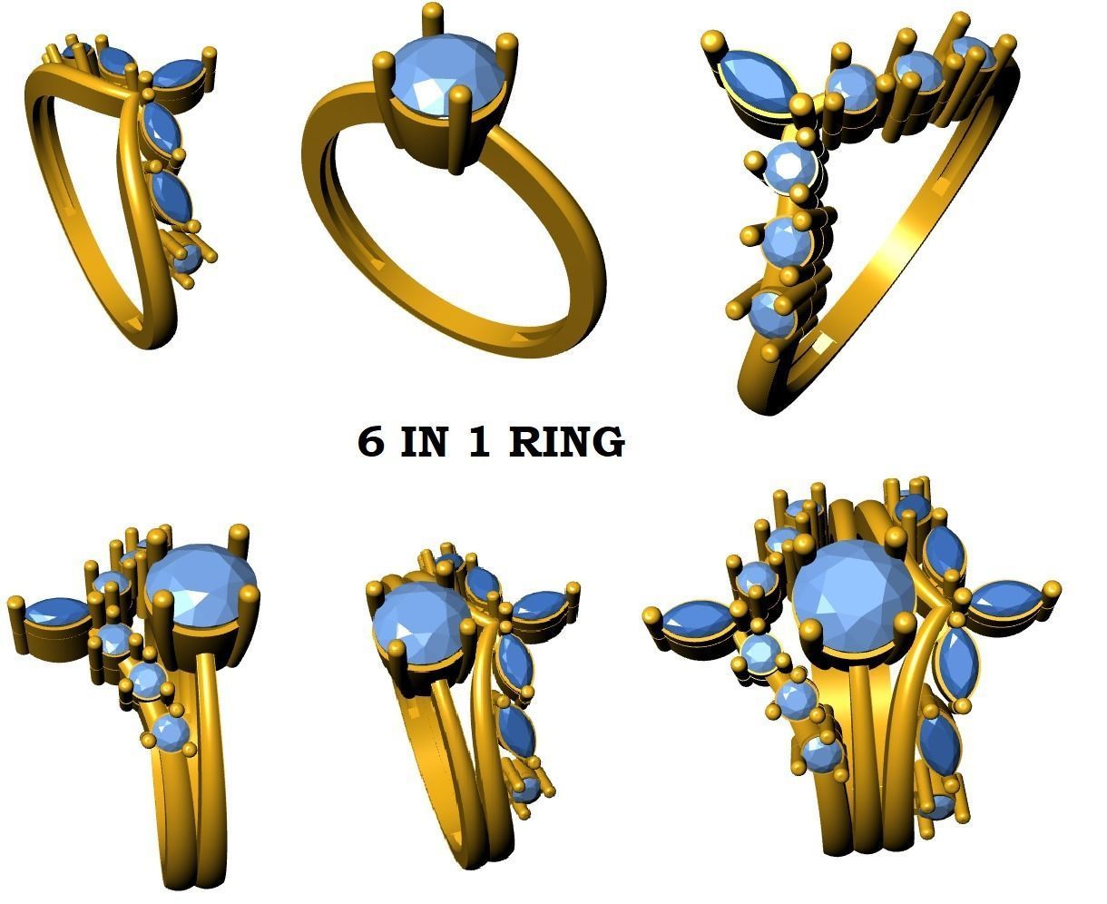 6 IN 1 Ring 3D print model_3