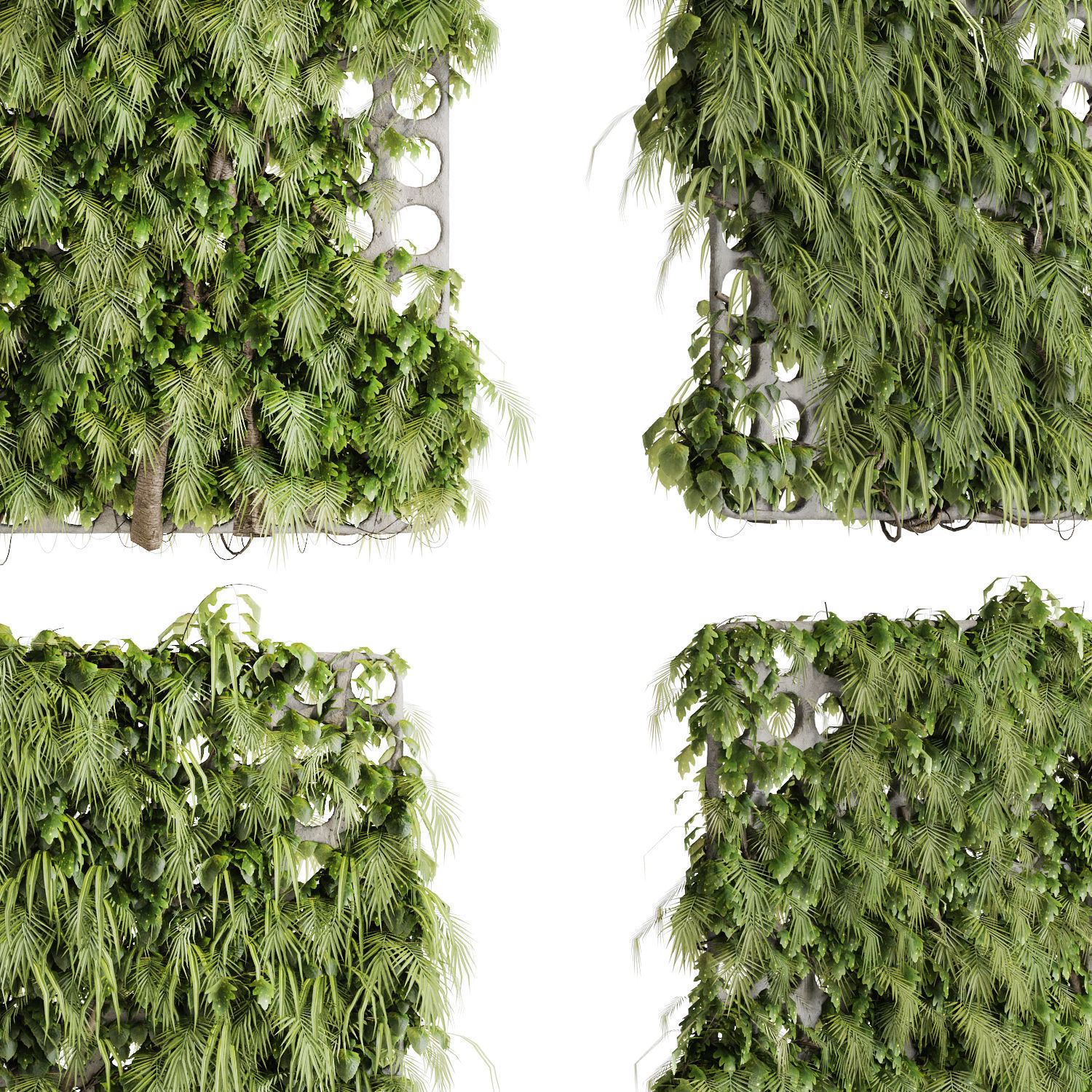 vertical garden divider - mesh and ivy fence on 3D model_3
