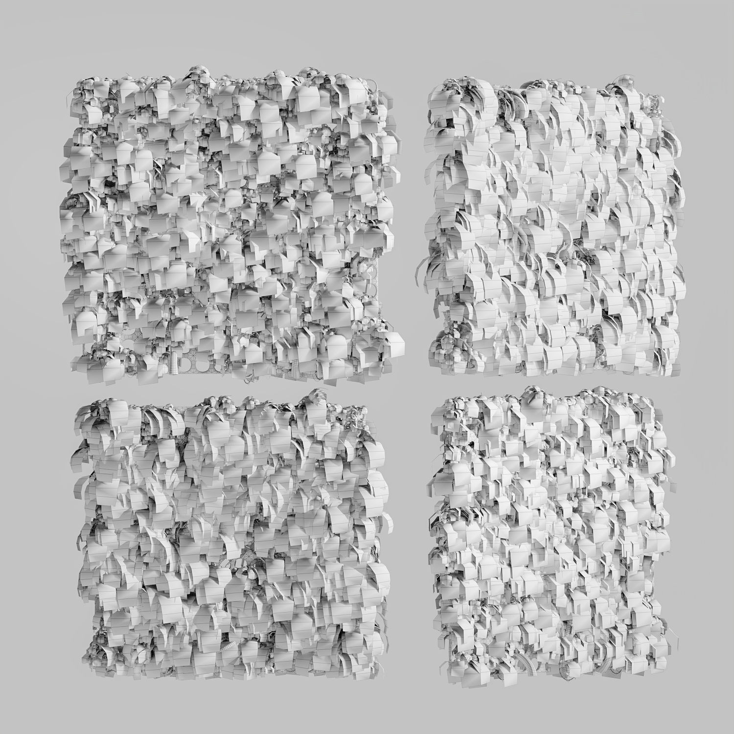 vertical garden divider - mesh and ivy fence on 3D model_4