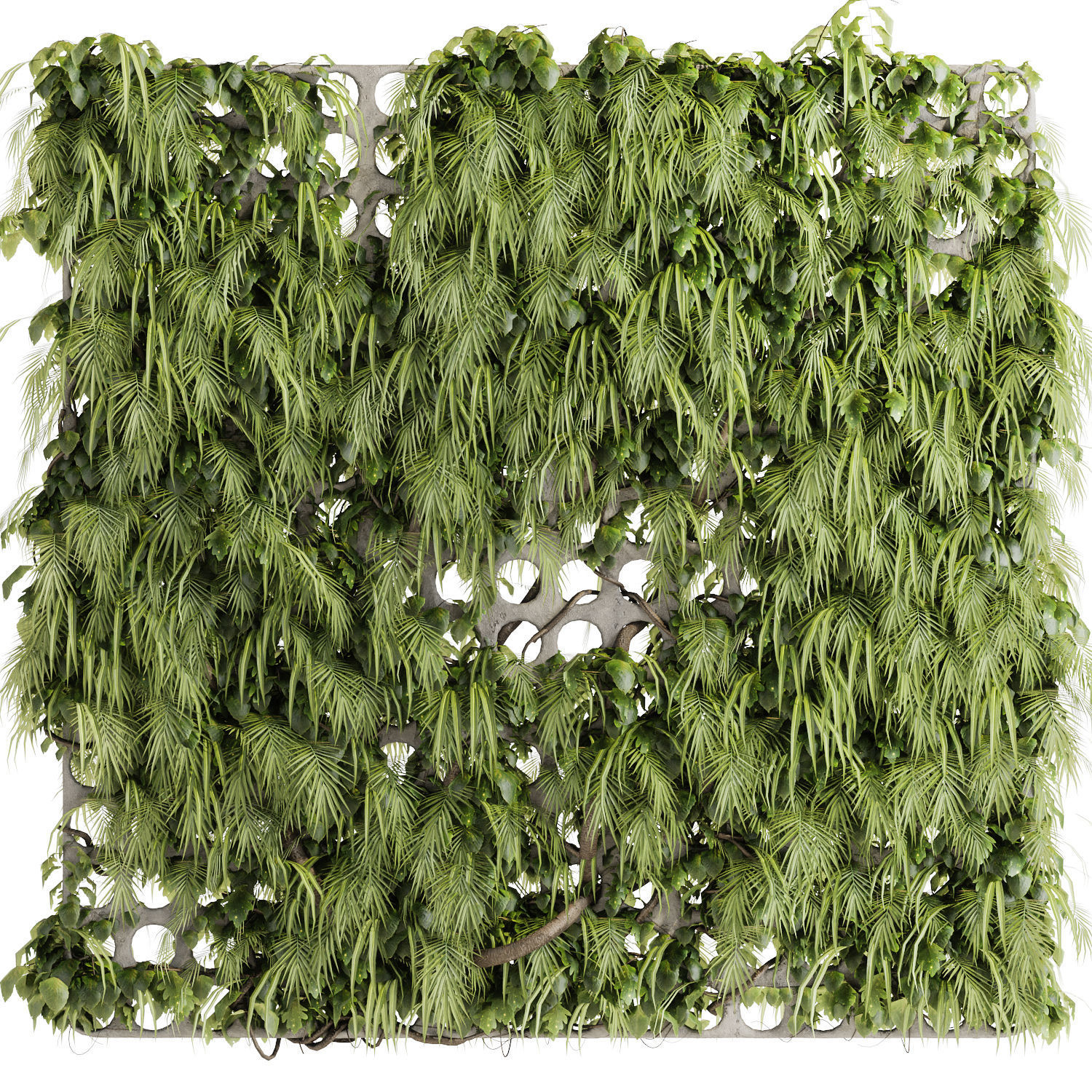 vertical garden divider - mesh and ivy fence on 3D model_2