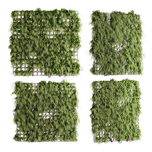 vertical garden divider - mesh and ivy fence on 3D model