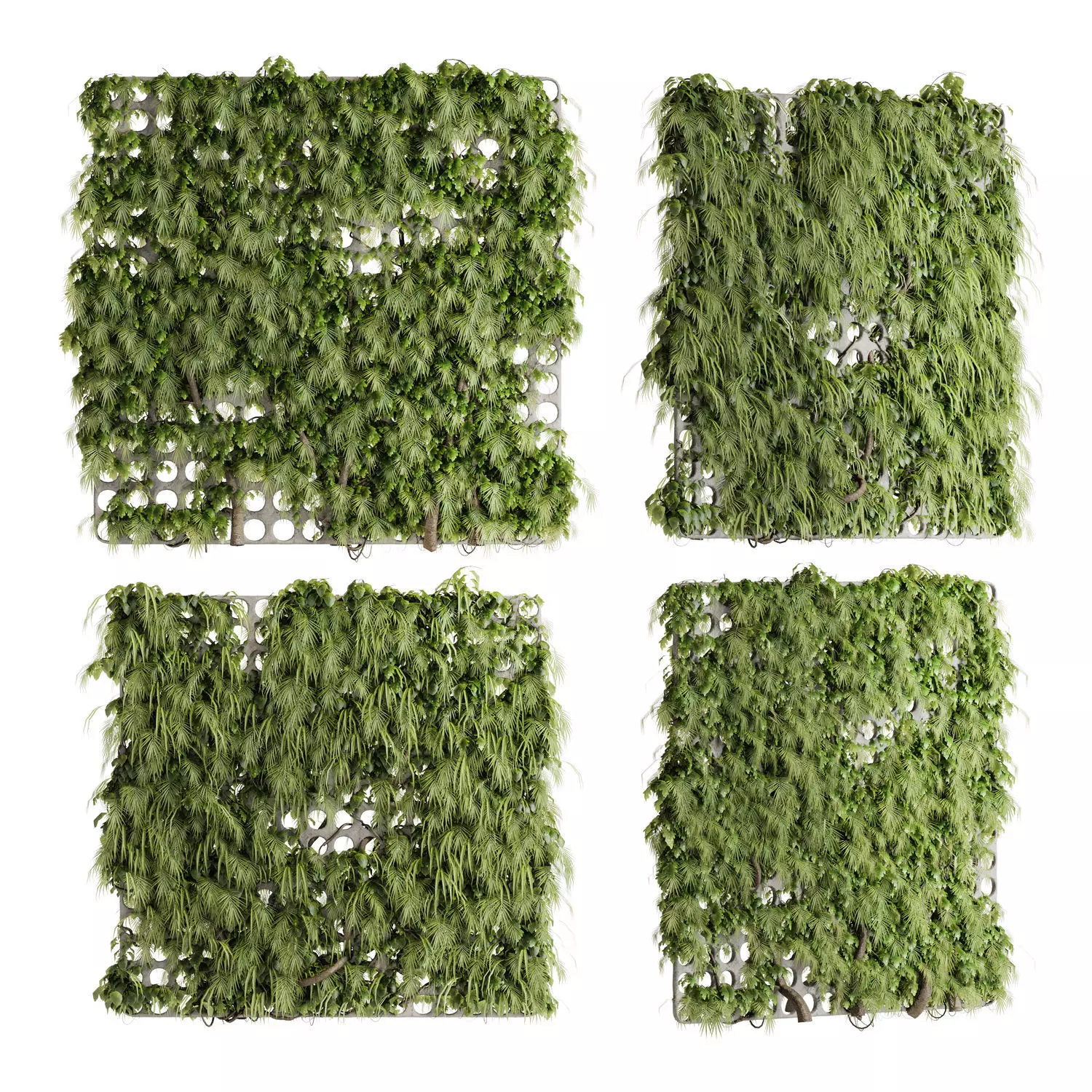 vertical garden divider - mesh and ivy fence on 3D model_0