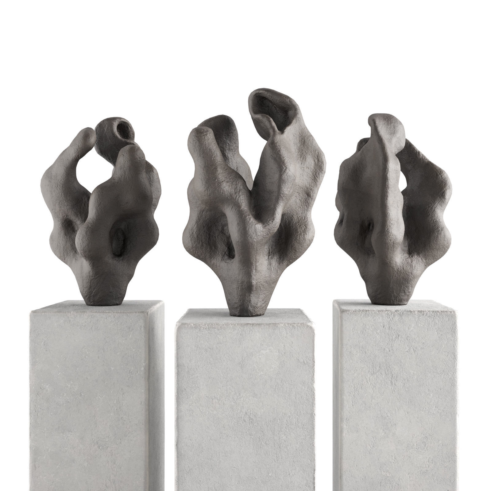 Abstract Coral art sculpture Low-poly 3D model_3