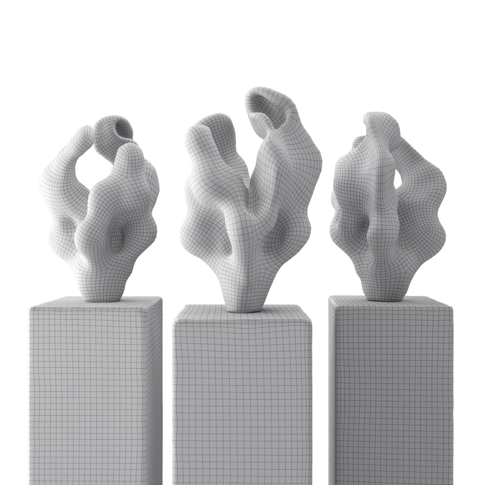 Abstract Coral art sculpture Low-poly 3D model_7