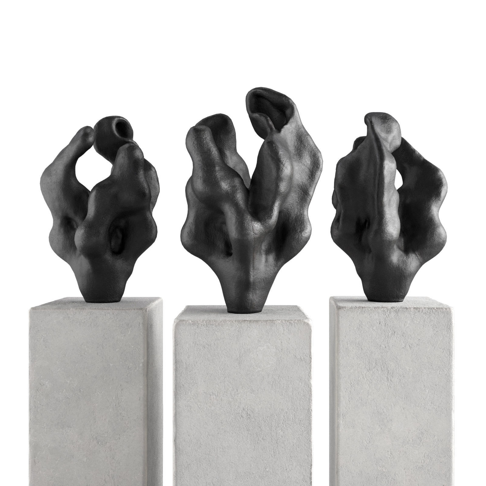 Abstract Coral art sculpture Low-poly 3D model_1