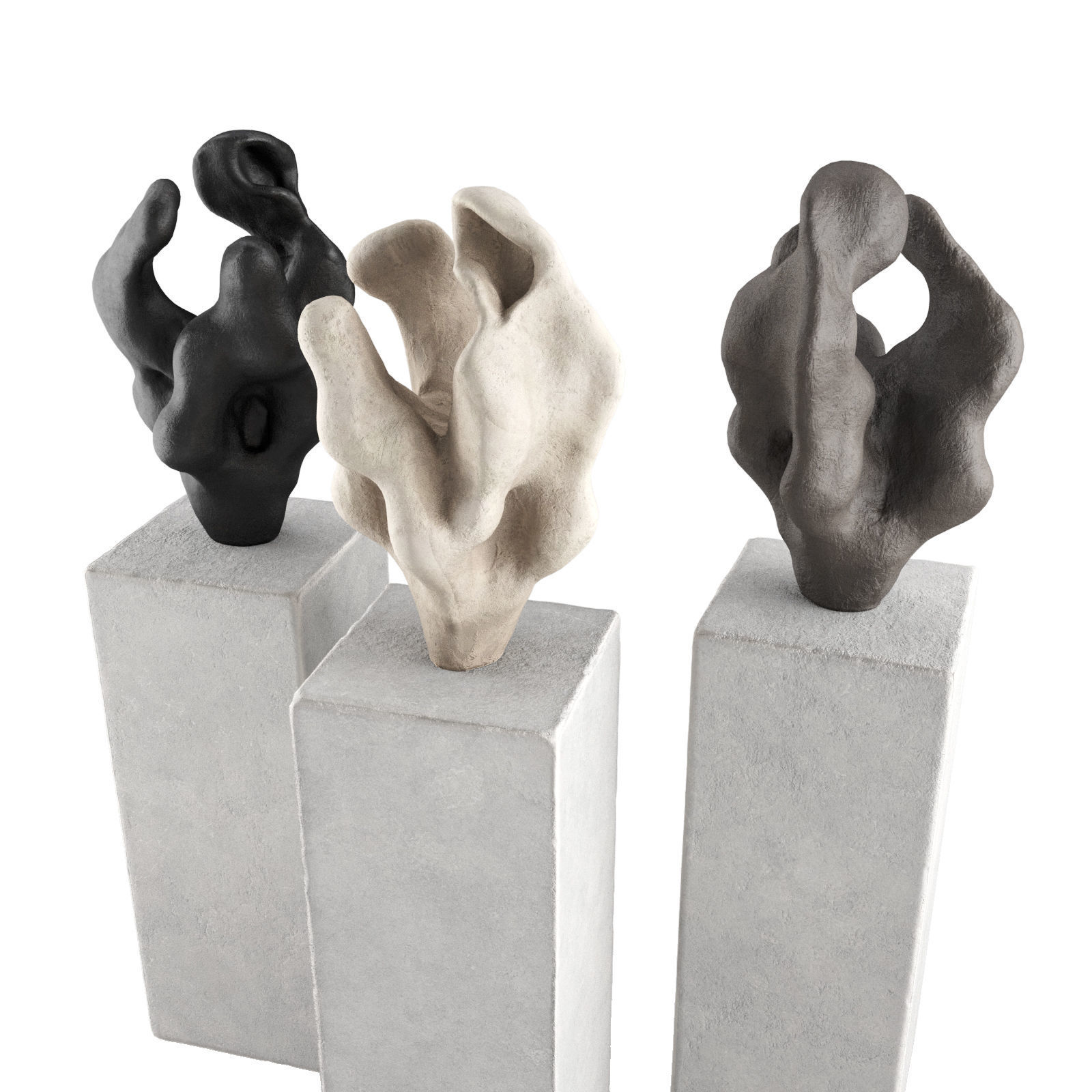 Abstract Coral art sculpture Low-poly 3D model_4