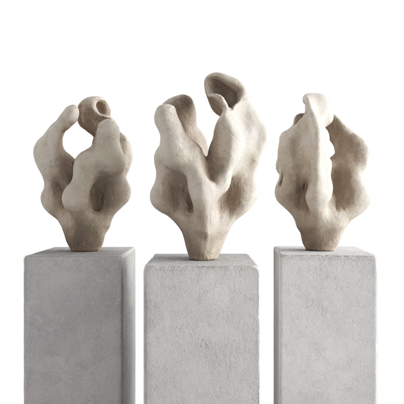 Abstract Coral art sculpture Low-poly 3D model_2