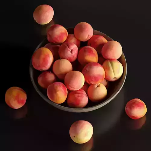Peaches in a Ceramic Bowl Low-poly 3D model