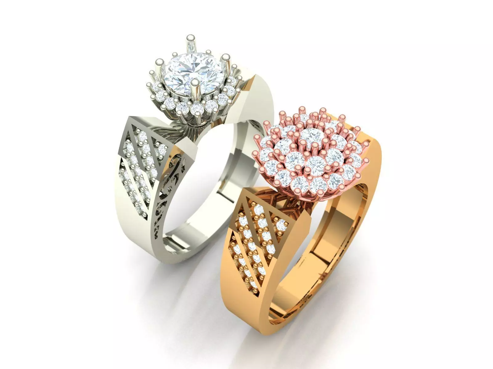Women s Two piece solitaire ring 3D print model_0