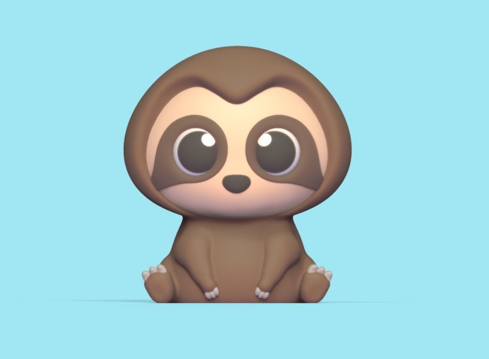 Sitting Sloth 3D print model_1