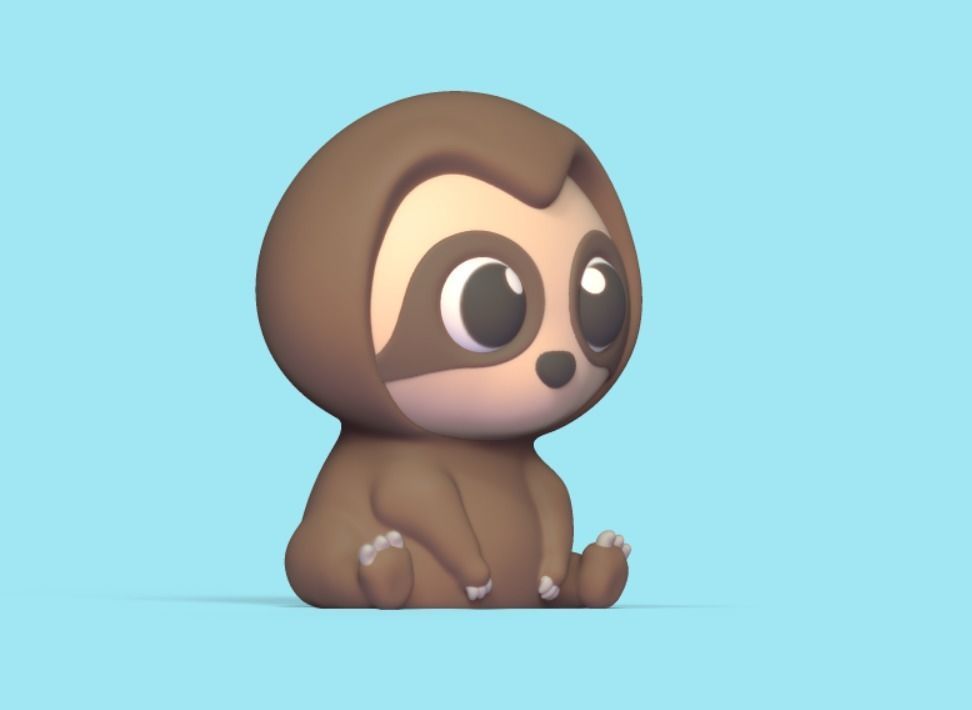 Sitting Sloth 3D print model_2