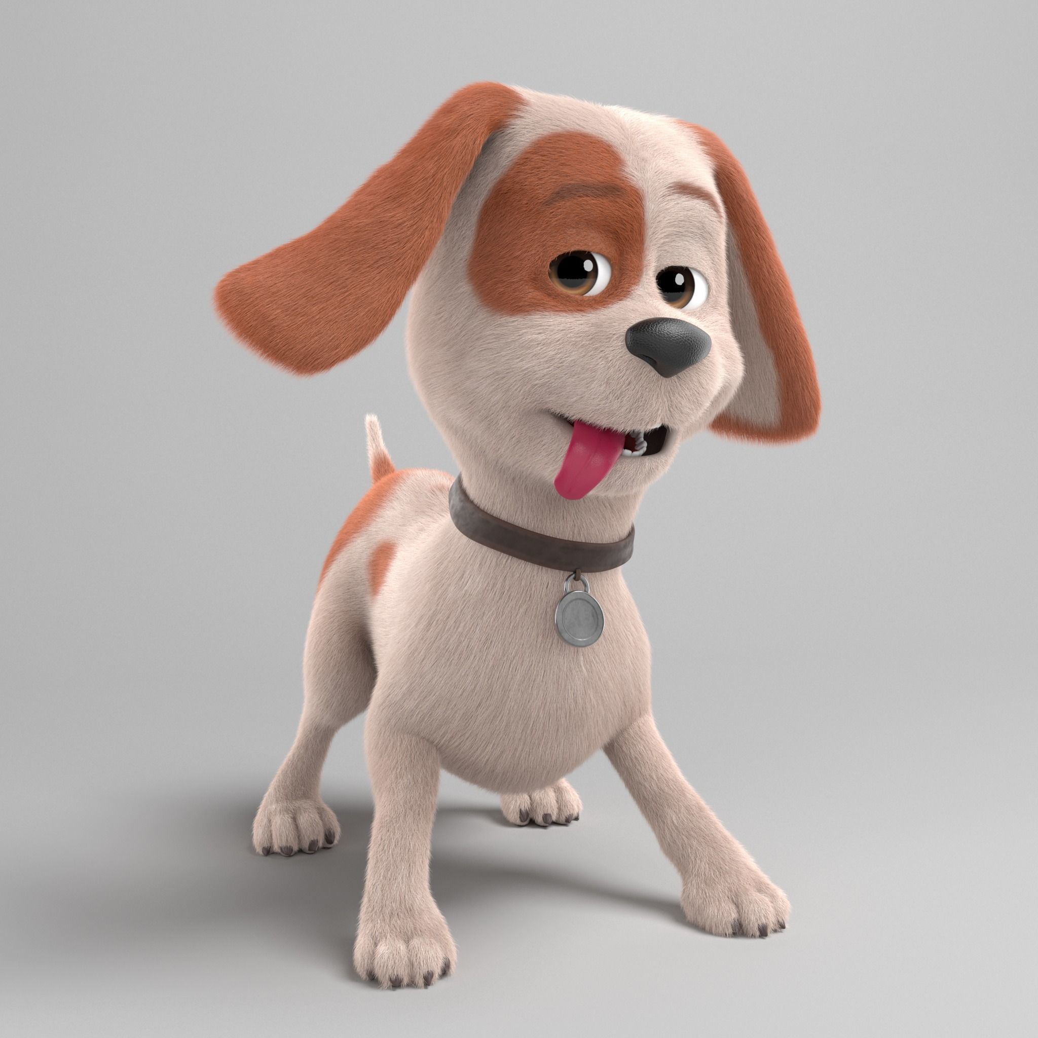 Ruby cartoon dog  Maya Rig  Low-poly 3D model_1