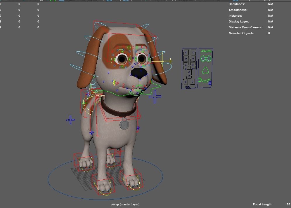 Ruby cartoon dog  Maya Rig  Low-poly 3D model_10