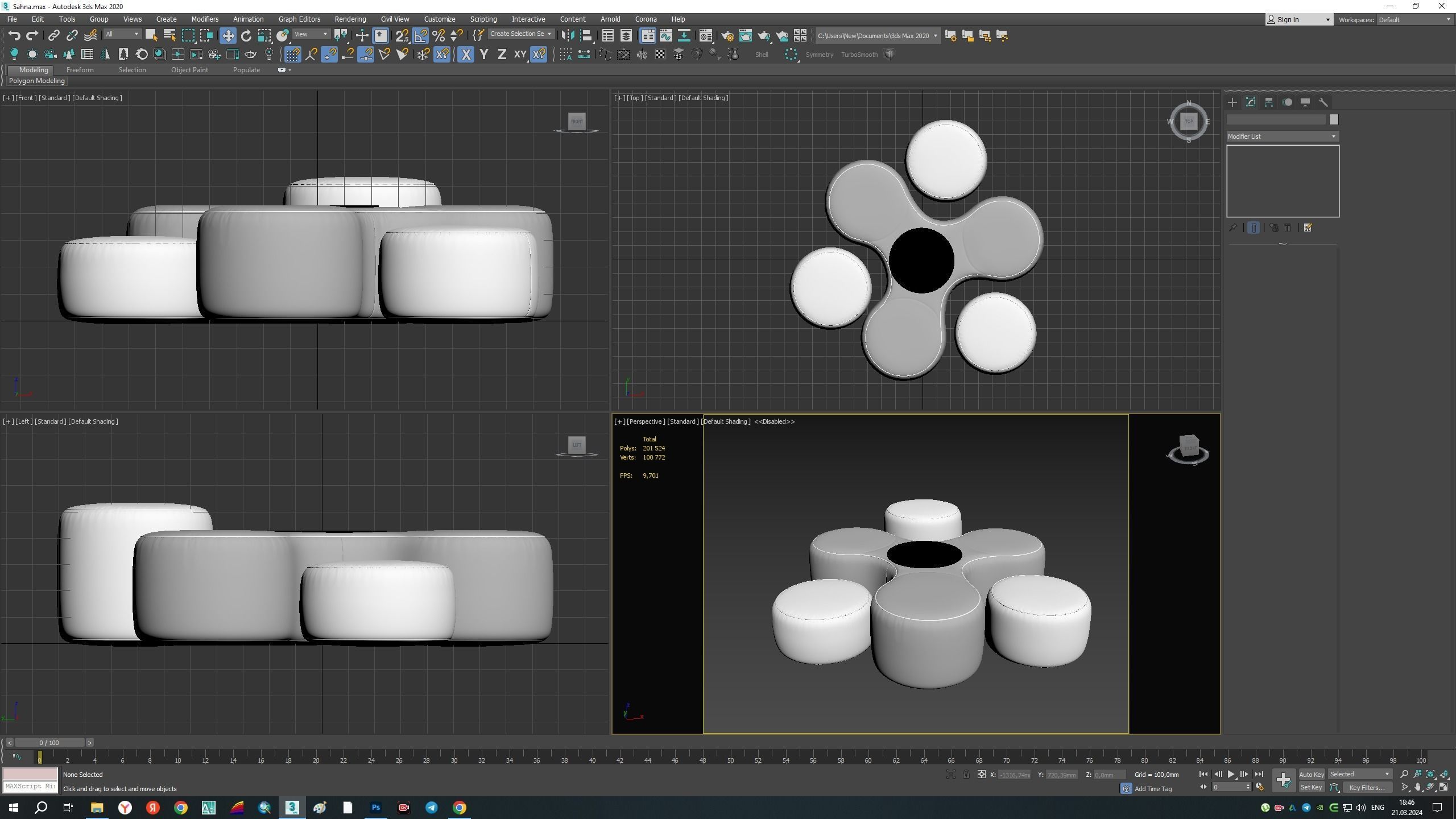 BLOW pouf Low-poly 3D model_10