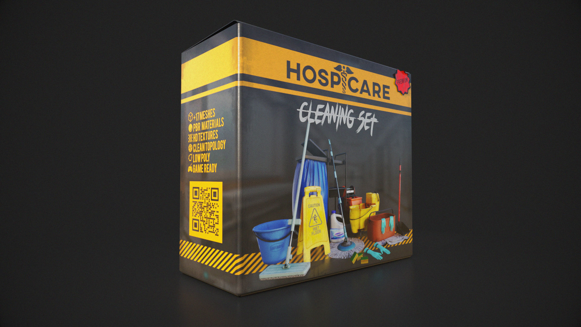 Cleaning Set Low-poly 3D model_1