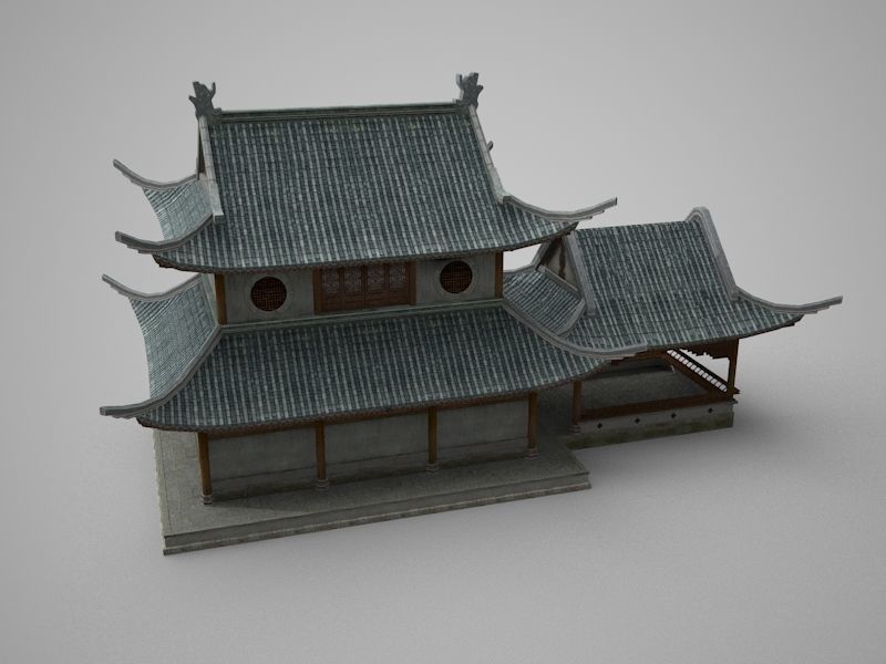 Oriental Ancient Architecture Low-poly 3D model_4
