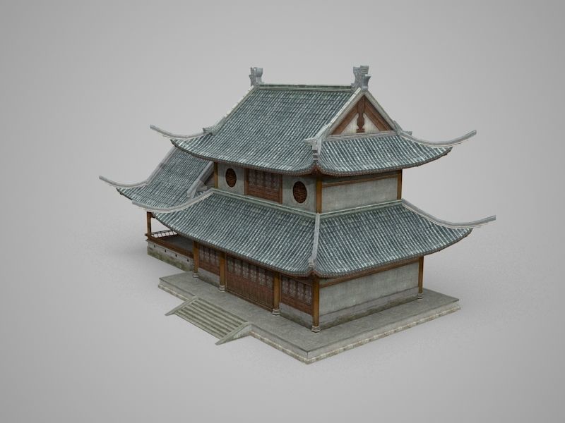 Oriental Ancient Architecture Low-poly 3D model_3