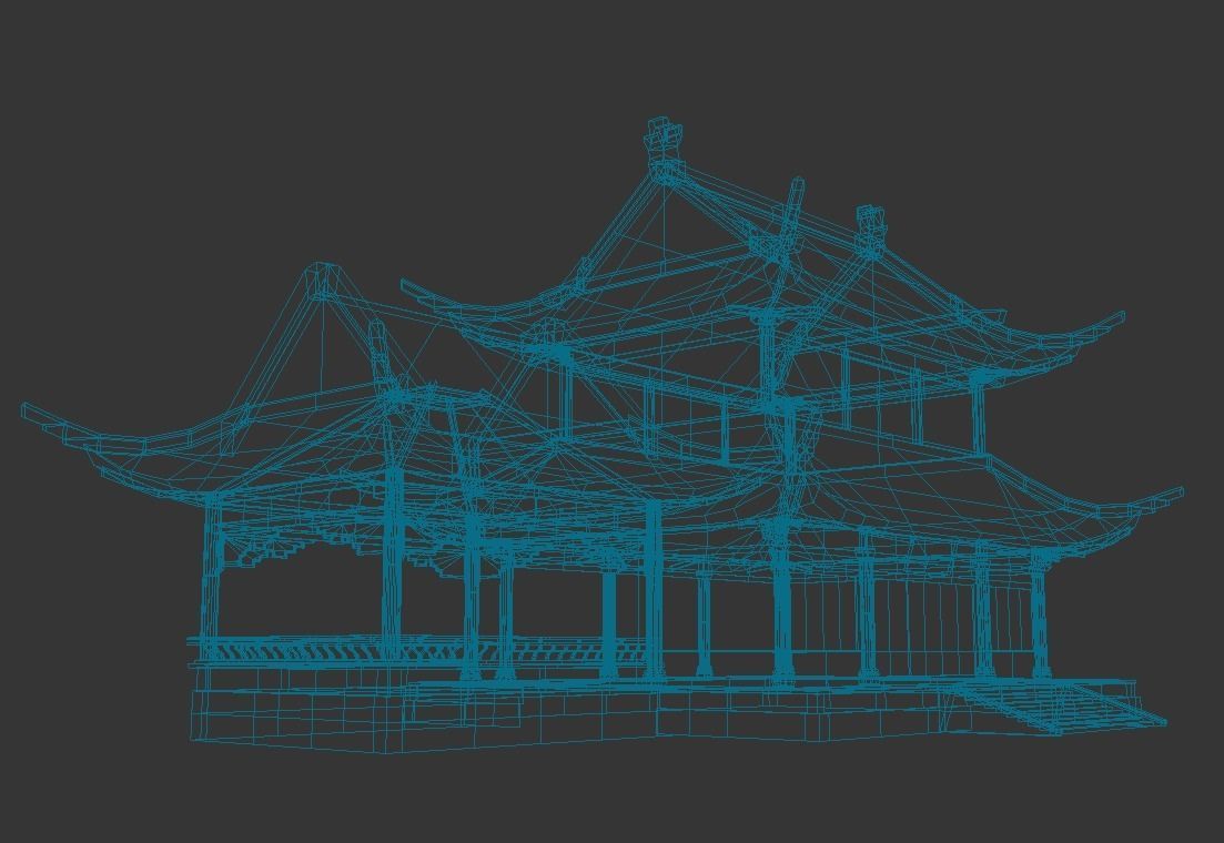 Oriental Ancient Architecture Low-poly 3D model_10