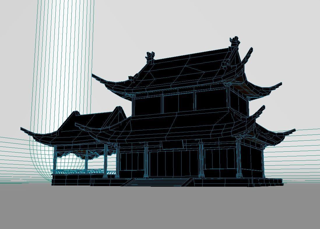 Oriental Ancient Architecture Low-poly 3D model_7