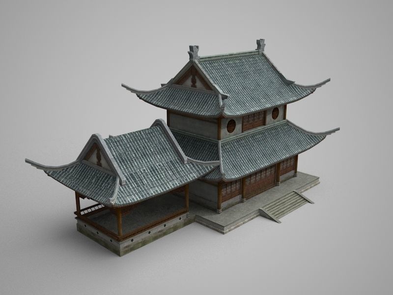 Oriental Ancient Architecture Low-poly 3D model_2