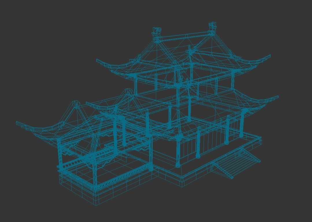 Oriental Ancient Architecture Low-poly 3D model_11