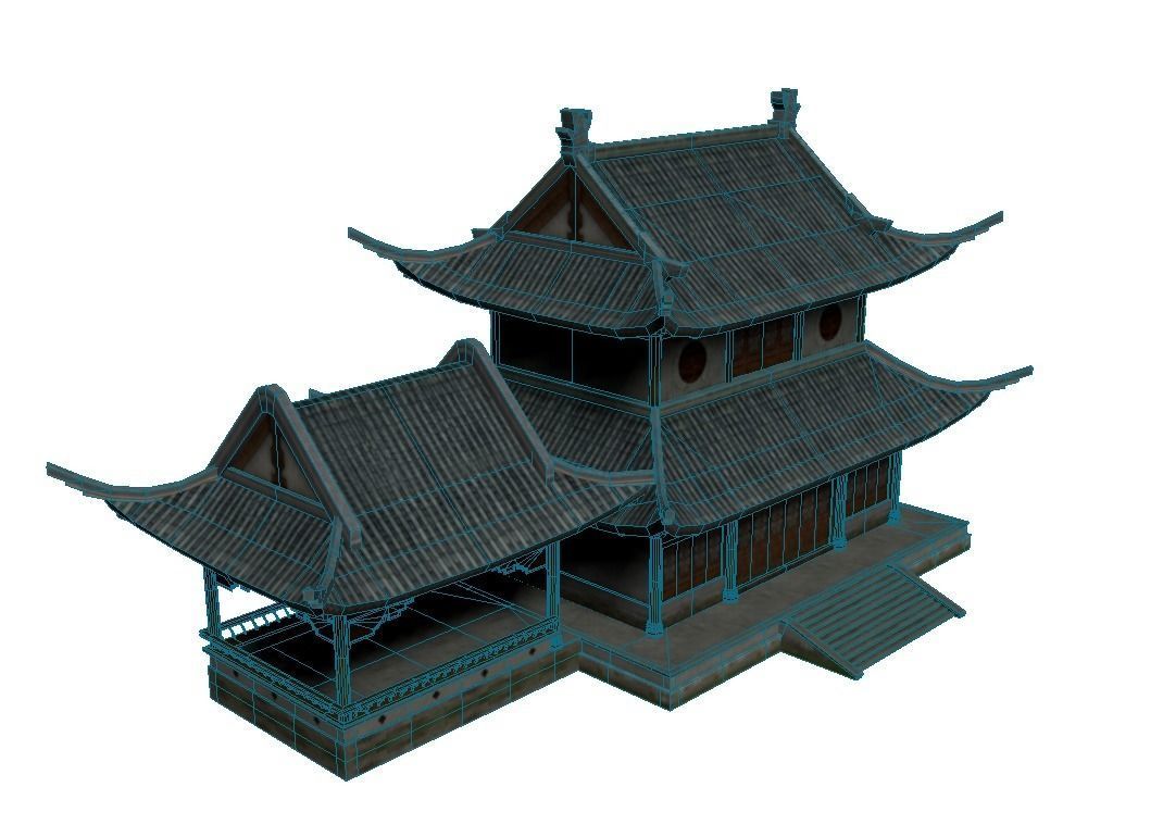 Oriental Ancient Architecture Low-poly 3D model_12