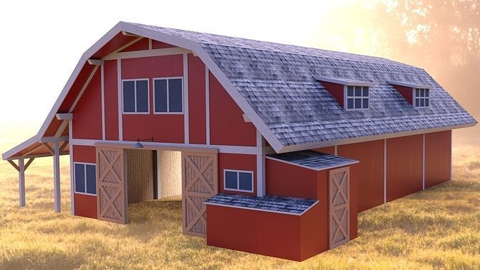 Barn house Low-poly 3D model