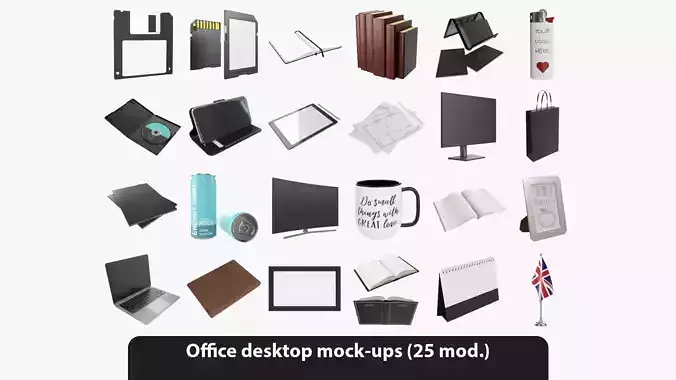 Office desktop mock-up collection 3D model