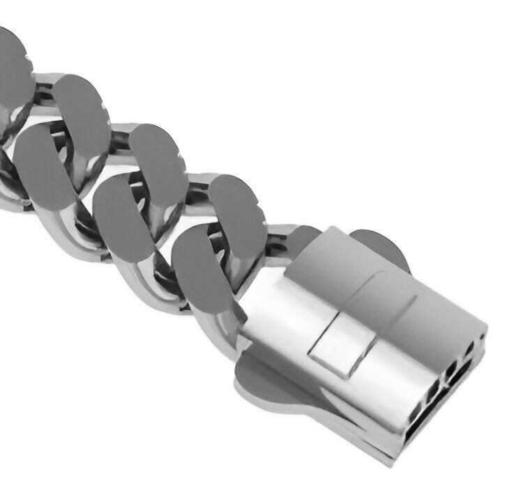 10 - 9 MM Miami Cuban Chain with Square Dial Bracelet 3D print model_9