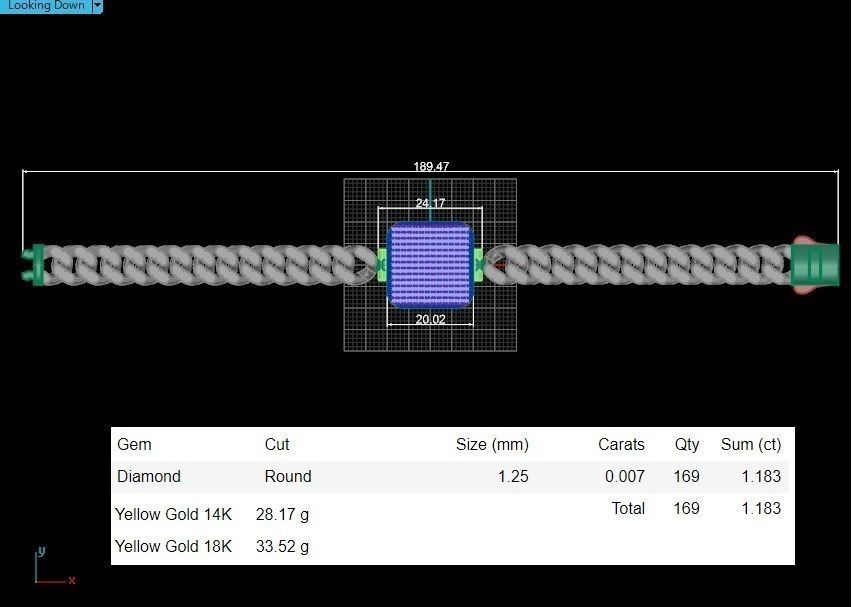 10 - 9 MM Miami Cuban Chain with Square Dial Bracelet 3D print model_3