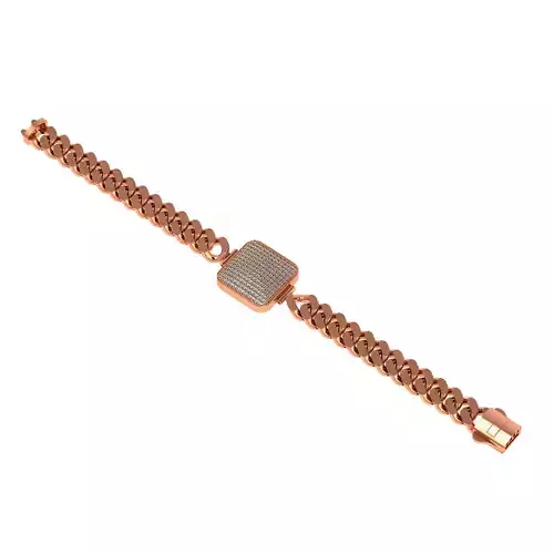 10 - 9 MM Miami Cuban Chain with Square Dial Bracelet  3D print model